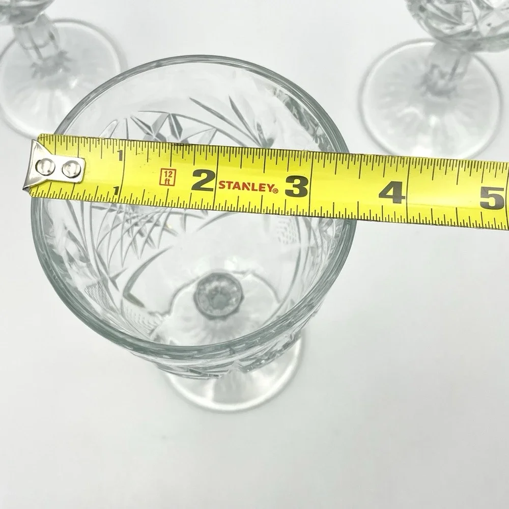 Vintage Pressed Glass‎ Goblets Starburst Pattern Water Wine Glasses Set 3